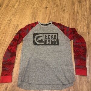 Ecko Unlimited Gray and Red Patterned Long Sleeve